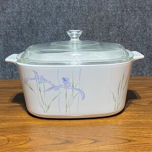 VTG CorningWare Shadow Iris 3 Liter Casserole Dish with Lid A-3-B Purple Iris